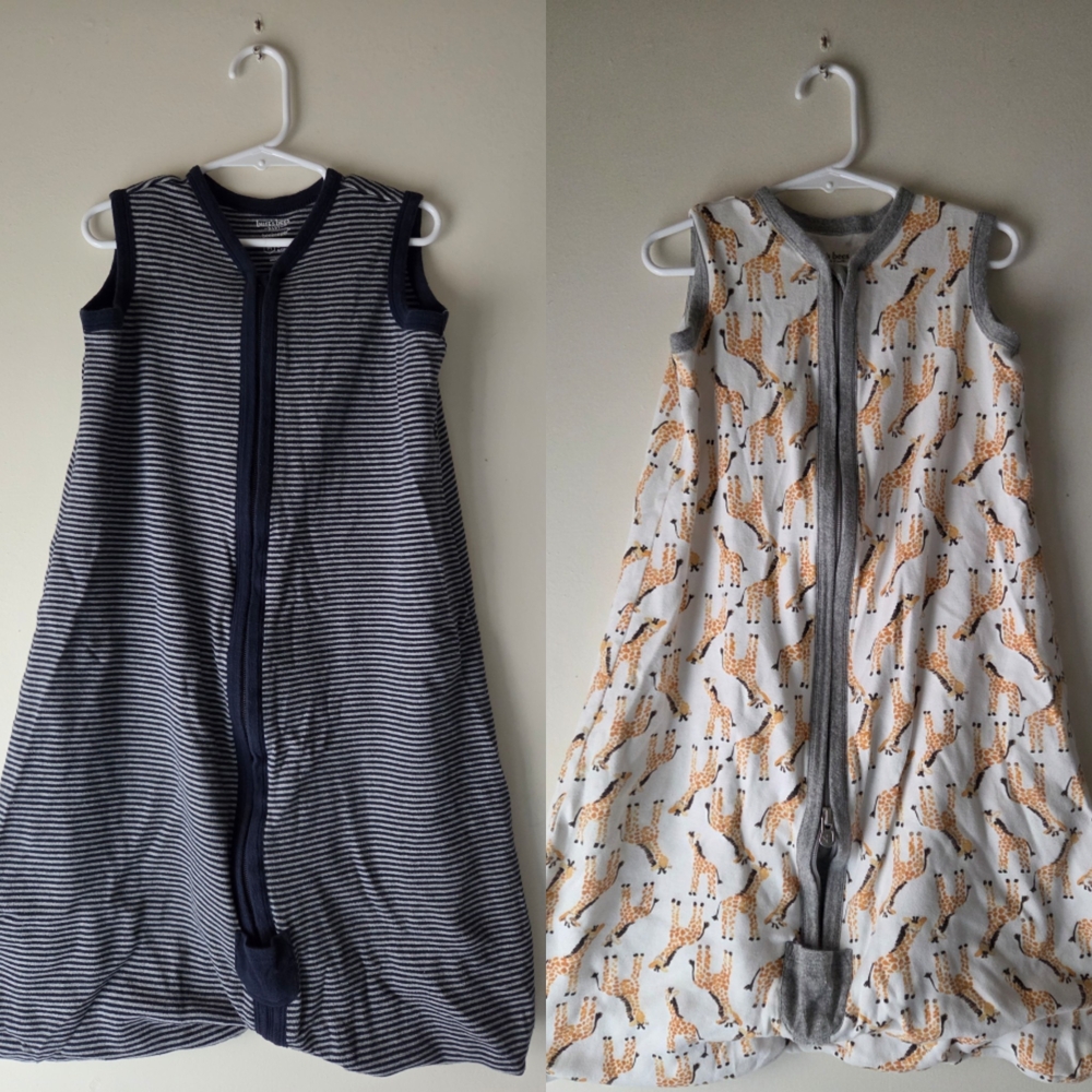 Burt's Bees Two-Pack Sleeveless Sleep Sacks - Navy Stripe & Giraffe